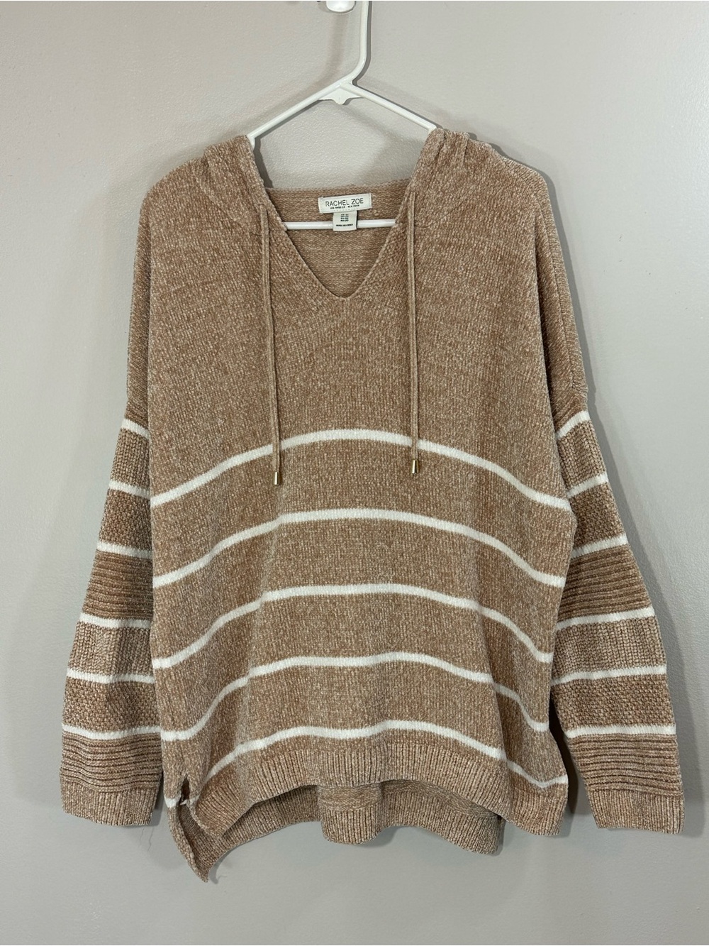 Rachel Zoe 1X Chenille Striped Hooded Sweater